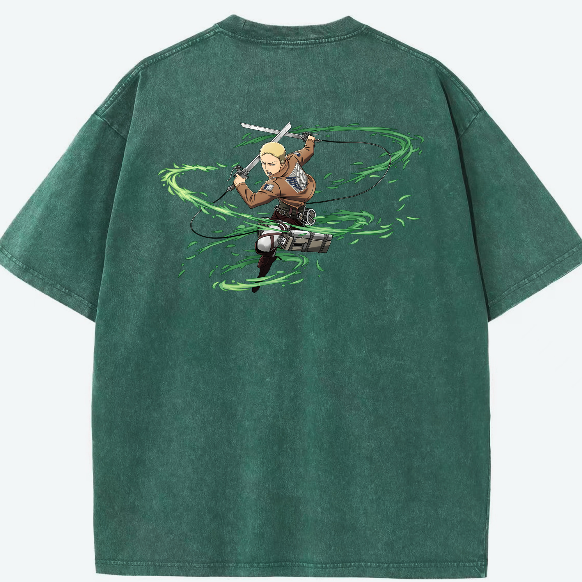 （画像用） 進撃の巨人 ライナー・ブラウン Attack on Titan Reiner Braun 綿100% ヴィンテージ風 半袖Tシャツ（背面プリント）